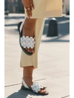 Skórzane Sandały Na Płaskim Obcasie Zazoo 40425 Białe