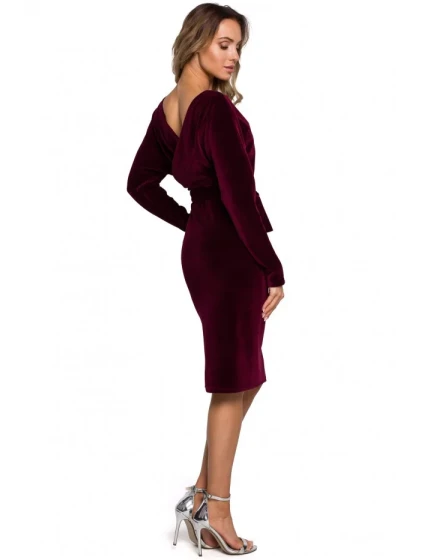 model 21874764 Sametové zavinovací šaty vínové - Moe model 21874764 Sametové zavinovací šaty vínové - Moe
