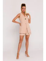 M776 Sako bez rukávov s jedným gombíkom - béžové