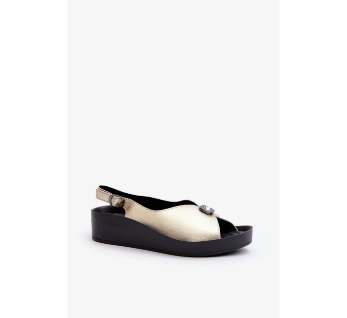 Dámske kožené sandále na klinoch a platforme S.Barski Gold Dámske kožené sandále na klinoch a platforme S.Barski Gold