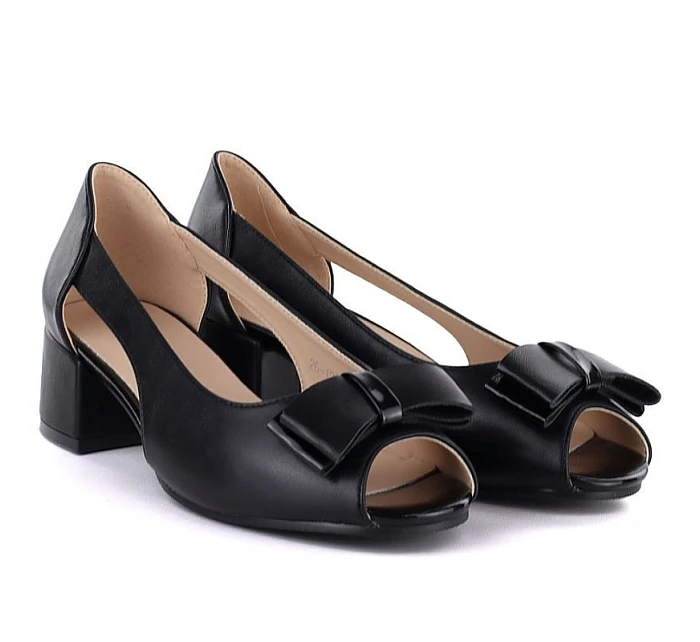 lodičky s otevřenou špičkou a mašlí černé Potocki model 22099435