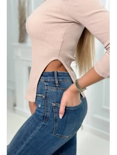 Blúzka s buffovými rukávmi tmavo béžová