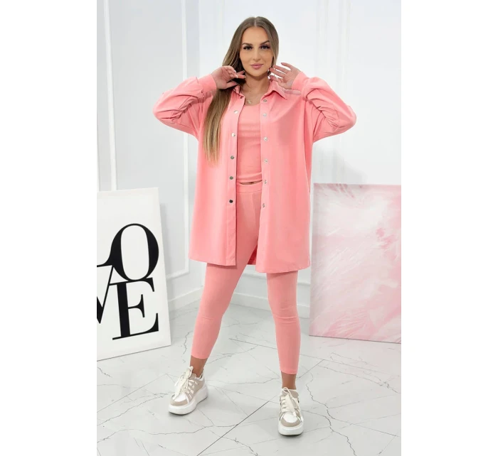 3-dielny set blúzka, top a legíny marhuľová