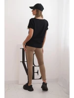 Dámska bavlnená súprava s tričkom a legínami s čiernym pásom