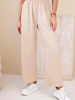 Široké nohavice tmavobéžovej farby