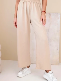 Široké nohavice tmavobéžovej farby