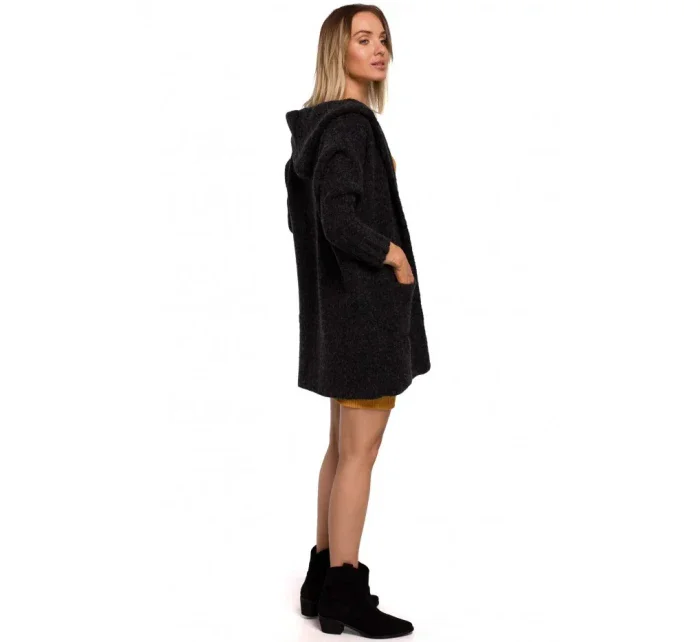 M556 Pletený sveter s kapucňou - vresová farba