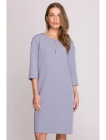 Šaty uvolněného střihu s výstřihem s   šedá model 20966109 - STYLOVE