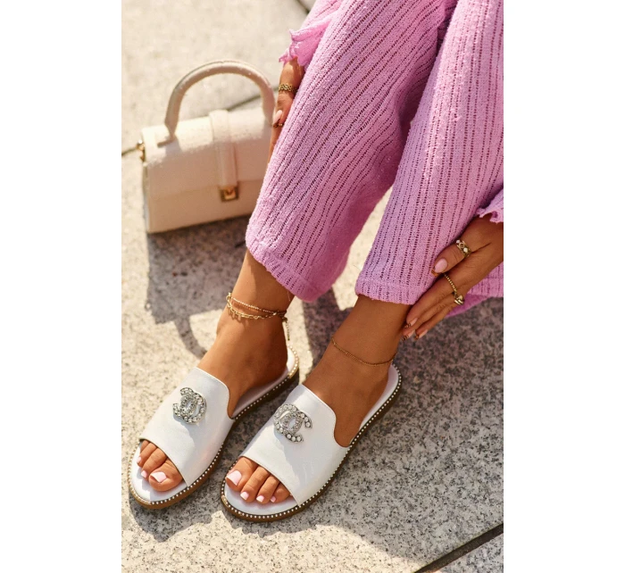 Elegantné dámske lesklé papuče s ornamentom S.Barski Silver