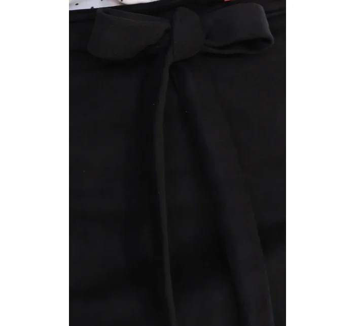 569-2 Semišová sukňa s viazaním - ČIERNA