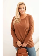Dámske Plus veľkosť bavlnená blúzka okolo krku Camel