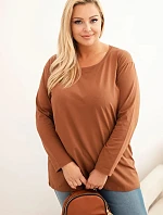 Dámske Plus veľkosť bavlnená blúzka okolo krku Camel