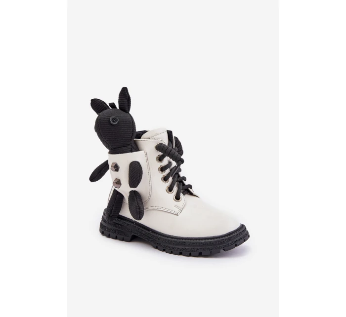 Kožené Zateplené Dětské Boty Na Zip S Bílé model 21675604 - VINCEZA