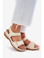 Pohodlné dámské sandály na suchý zip zlaté model 21694170 - EVENTO