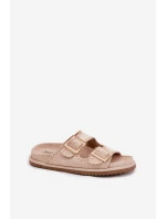 Klapki Damskie Z Klamrami I Ozdobnym Obszyciem Beżowe Visley Klapki Damskie Z Klamrami I Ozdobnym Obszyciem Beżowe Visley