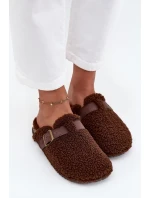 Klapki Damskie Z Futerkiem Typu Baranek Brązowe Lorivine