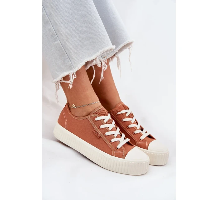 Dámské plátěné tenisky na platformě Big Star – oranžové