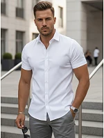 Koszula męska slim fit z krótkim rękawem biała model 22227923 - FashionStreet Koszula męska slim fit z krótkim rękawem biała model 22227923 - FashionStreet