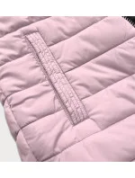 Tmavomodrá a ružová obojstranná dámska zimná bunda s kapucňou (w211) Tmavomodrá a ružová obojstranná dámska zimná bunda s kapucňou (w211)