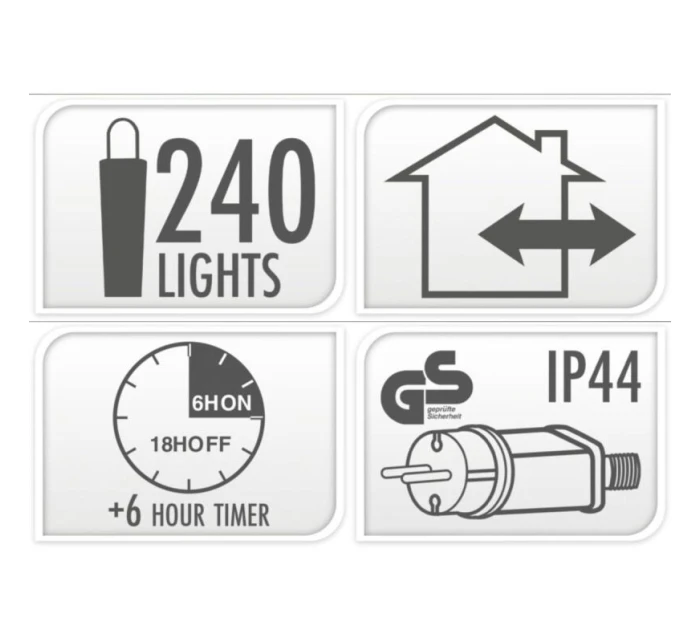 VIANOČNÝ STROMČEK SVETELNÁ REŤAZ 240LED ČASOVAČ VIACFAREBNÝ MAKARÓN