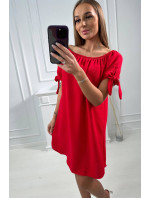 Šaty s viazaním rukávov červené