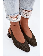 Materiálové dámské sandály na podpatku tmavě zelené model 22102914 - Boto