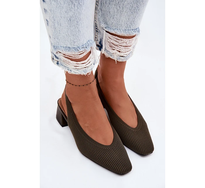 Materiálové dámské sandály na podpatku tmavě zelené model 22102914 - Boto