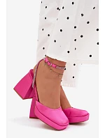 Dámské sandály na vysokém podpatku typu s páskem s krystaly fuchsiová model 22107121 - Boto