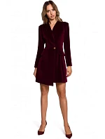 M562 Zamatové šaty s blejzrom - bordové