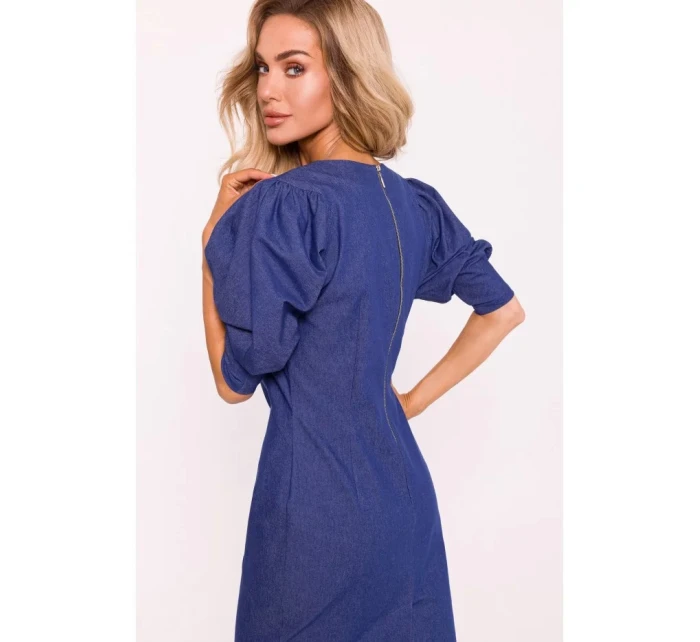 Šaty s puzdrovými rukávmi M803 modré - MOE