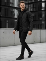 Pánská zimní bunda s kapucí černá model 21995627 - Dstreet
