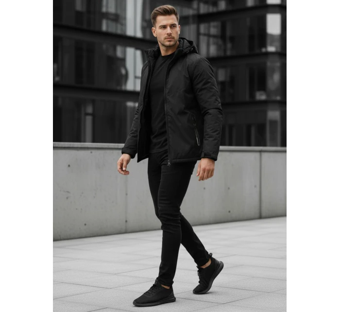 Pánská zimní bunda s kapucí černá model 21995627 - Dstreet