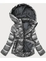 Šedá dámska metalická bunda (B8008-70)