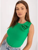 Zelený žebrovaný top s kulatým výstřihem model 20114386 - Factory Price