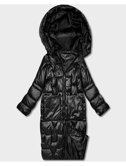 Černá dámská péřová bunda pro přechodné období v délce ke kolenům model 21808979 - HONEY WINTER Černá dámská péřová bunda pro přechodné období v délce ke kolenům model 21808979 - HONEY WINTER