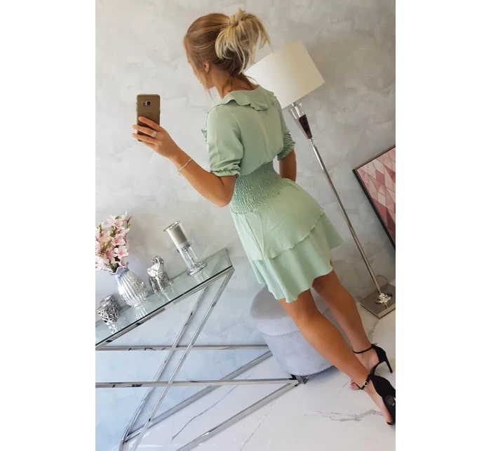 Tmavo mätové šaty do pása Tmavo mätové šaty do pása