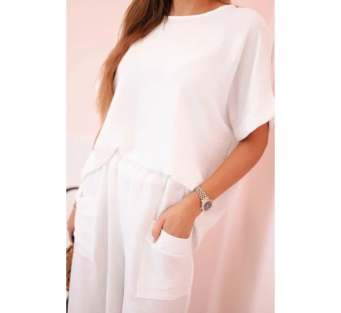 Viskózová blúzka + nohavice biela