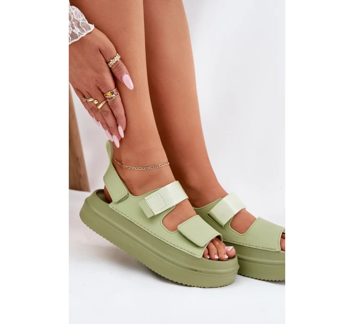 Sandały Damskie Na Platformie Z Rzepami Zielone Nitepira Sandały Damskie Na Platformie Z Rzepami Zielone Nitepira