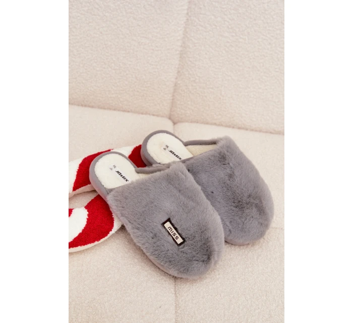 Kožešinové dámské pantofle šedé Belinna