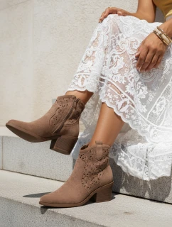 Dámske semišové ažurové boho coffee FashionStreet ZY1355