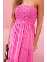 Dámske viskózové šaty s elastickým vrchným dielom ružové Dámske viskózové šaty s elastickým vrchným dielom ružové