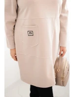 Dámské šaty Plus Size máslo s kapsou a rukávem 3/4 béžový