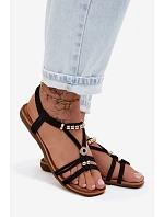 Dámské ploché sandály s pásky Černé Zelda