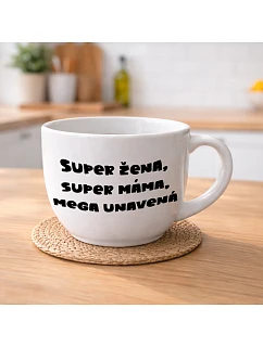 SUPER ŽENA, SUPER MAMA, MEGA UTRPENÁ - MEGA XXL keramický hrnček 1000 ml
