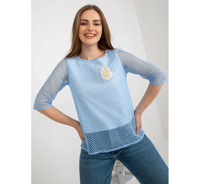 Dámska blúzka LK BZ 506642.94 Svetlomodrá s bielou - Lakerta Dámska blúzka LK BZ 506642.94 Svetlomodrá s bielou - Lakerta