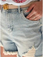 Dámské džínové šortky se zirkony A STAR modré Dstreet model 21987647 - FashionStreet