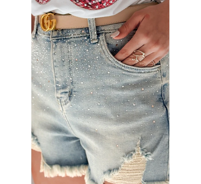 Dámské džínové šortky se zirkony A STAR modré Dstreet model 21987647 - FashionStreet