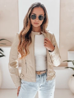 Dámska kožená bunda ROCKMISS beige FashionStreet TY5215