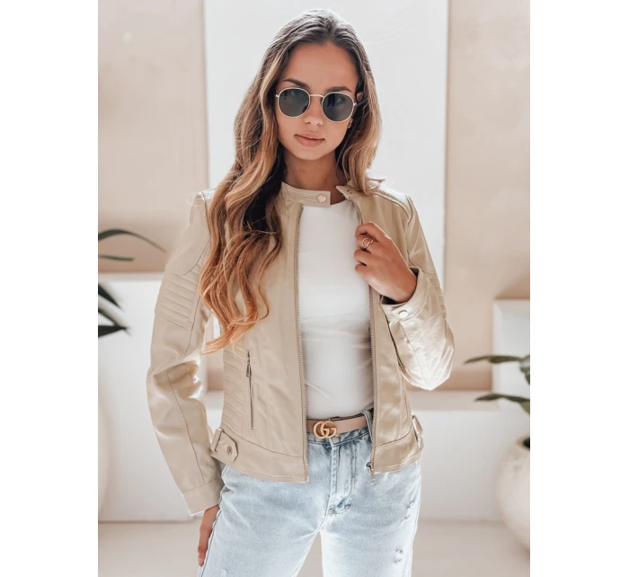 Dámská kožená bunda beige Dstreet model 21991902 - FashionStreet Dámská kožená bunda beige Dstreet model 21991902 - FashionStreet