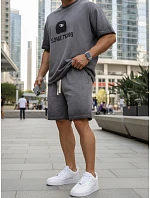 Pánska letná tepláková súprava s potlačou šedá FashionStreet AX0819